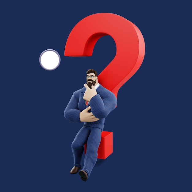 Psd illustartion business man with question mark