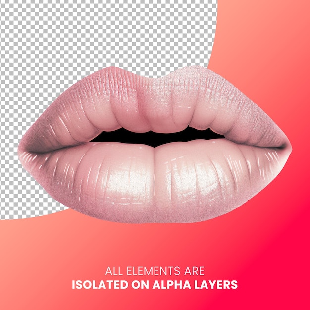 PSD psd image isolated from background of a woman's lips with natural lipstick