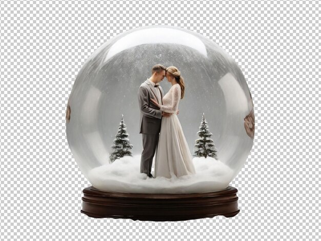 PSD psd of a image of married couple in a sphere on transparent background