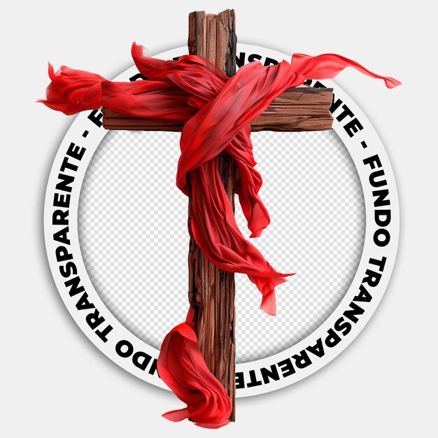 PSD Image without background of a cross with a red fabric