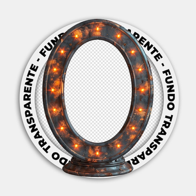 PSD psd image without background of an iron element with lights in orange