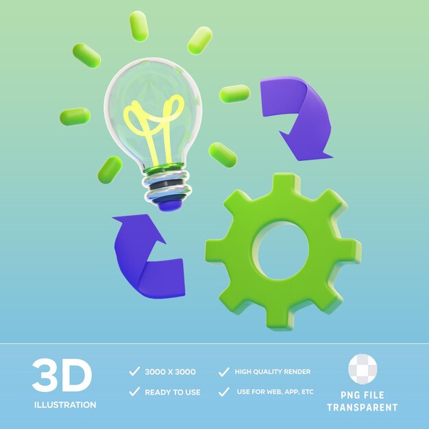 PSD implementation 3D Illustration