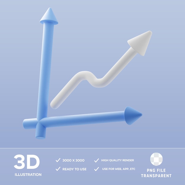 PSD increase chart 3D Illustration