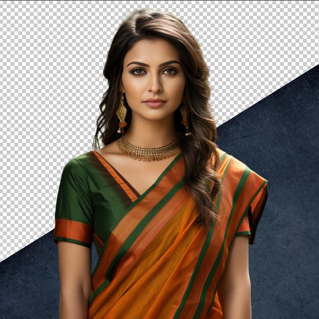 PSD psd indian girl with saree on transparent background