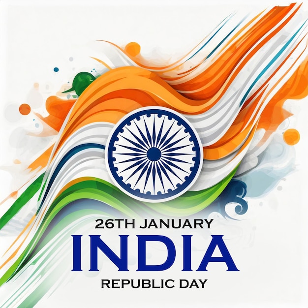 PSD psd индийский день республики концепция с текстом 26 января день республики в плоском дизайне плакат и листок