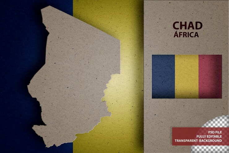 PSD psd infographic with map and flag of chad