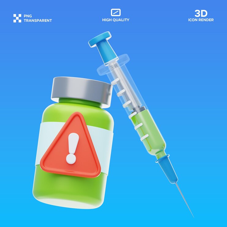 PSD psd injection warning 3d illustration