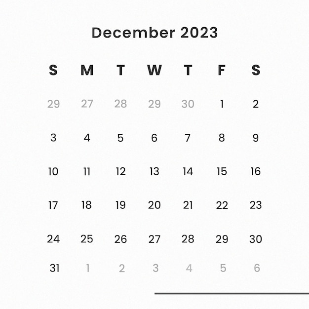 PSD psd instagram post 2023 modello di calendario da scrivania minimalista e calendario annuale per la pianificazione murale