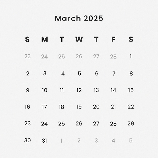 PSD psd instagram post 2025 calendario da scrivania modello di marcia calendario minimalista e annuale per la pianificazione murale