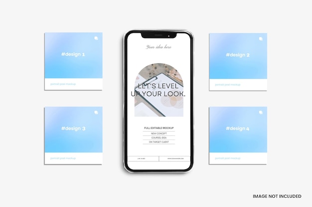 Psd instagram post with phone screen mockup
