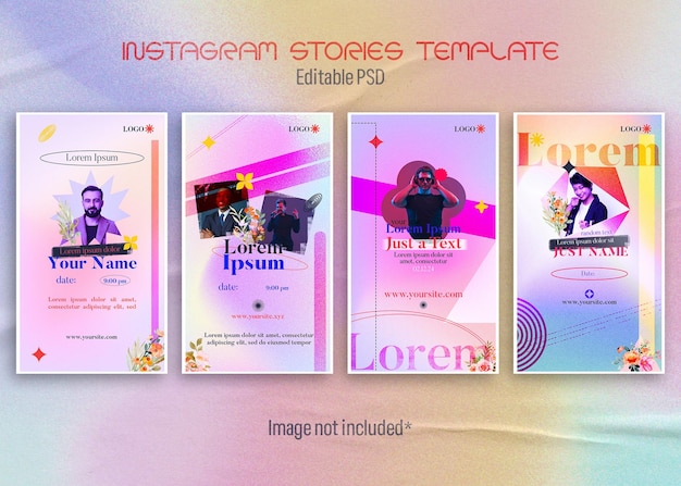 Modelli di storie instagram di moda in stile gradiente psd