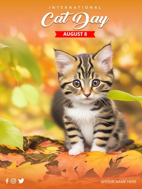 Psd international cat day social media instagram story template