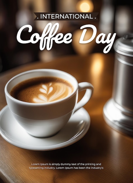 PSD modello di poster del concetto di giornata internazionale del caffè psd