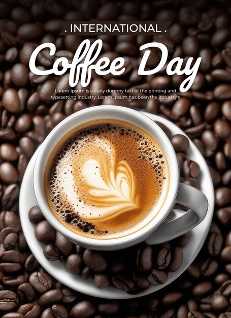 Modello di poster del concetto di giornata internazionale del caffè psd