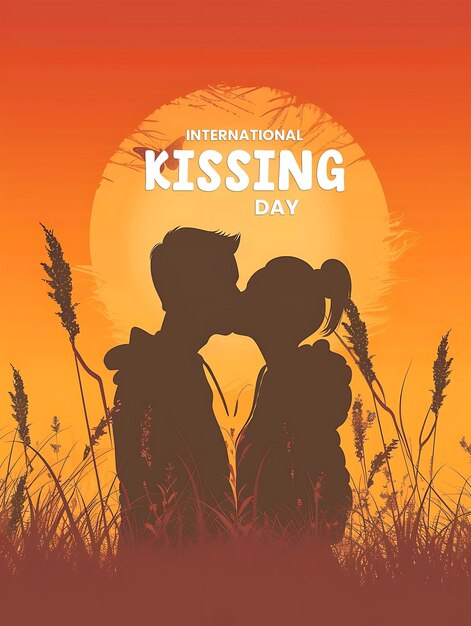 PSD psd international day of kissing with love couple kissing together design