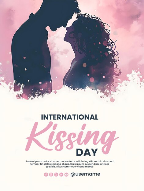 PSD psd international day of kissing with love couple kissing together design