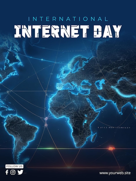 Psd международный день интернета фон и дизайн плаката