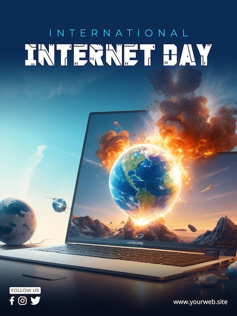 Psd international internet day background and poster design