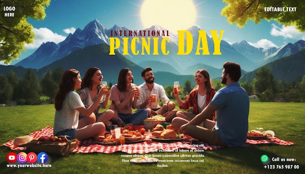 Psd international picnic day design for social media poster and banner