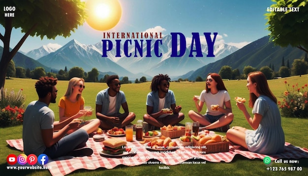 Psd international picnic day design for social media poster and banner