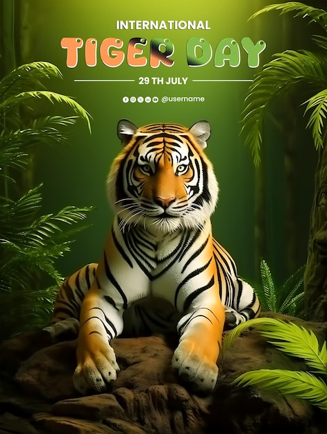 Modello di post sui social media per la giornata internazionale della tigre
