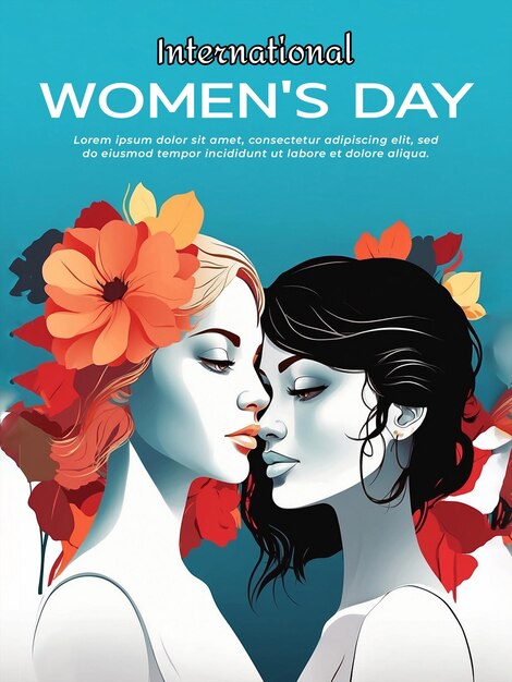 PSD psd international womens day poster template and media social post design template