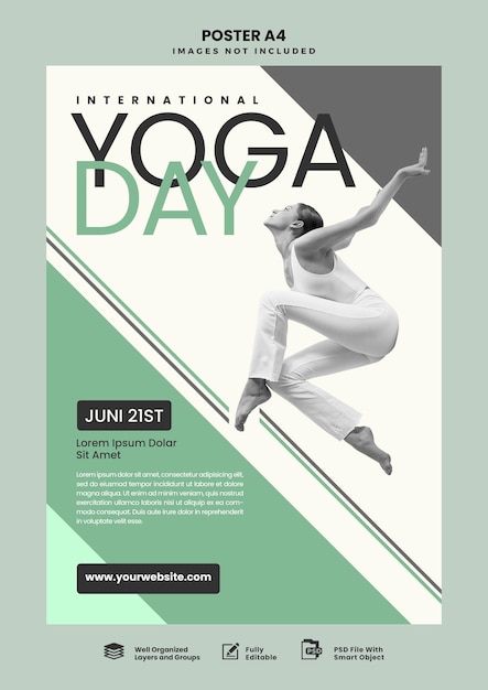 PSD modello di poster della giornata internazionale dello yoga psd