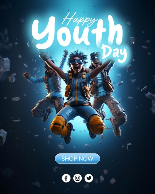 PSD International youth day illustration poster