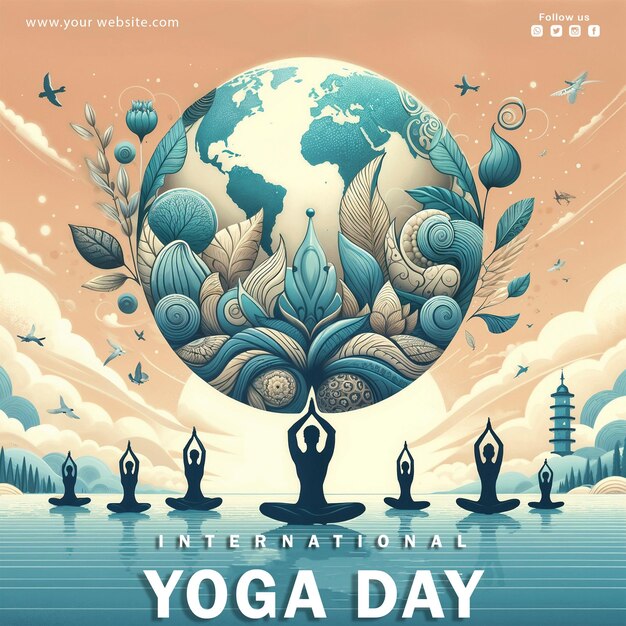 PSD psd internationale yoga dag sociale media post ontwerp