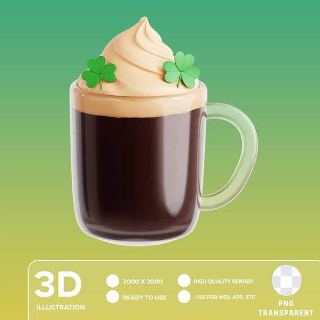 Psd Irlandzka Kawa 3d Ilustracja