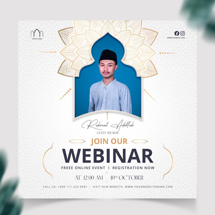 PSD psd islamic live webinar podcast talk show cover social media post design