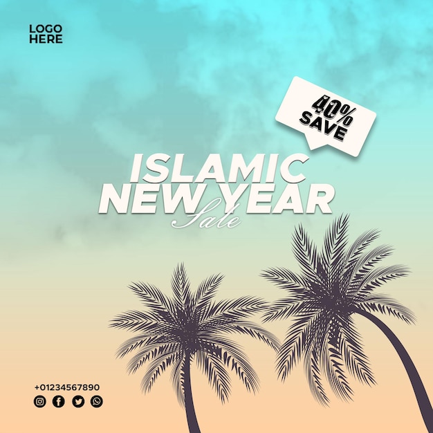 PSD psd islamic new year sale social media flyer or banner design