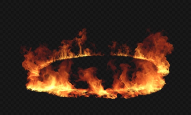 PSD psd isolate ring of fire flames on floor realistic cutout backgrounds 3d rendering