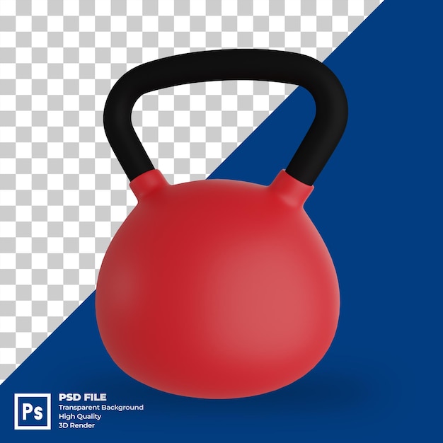 Psd isolated 3d illustration of a red kettlebell