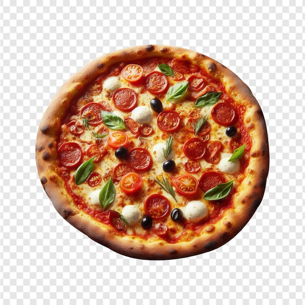 PSD psd pizza isolata con funghi e olive