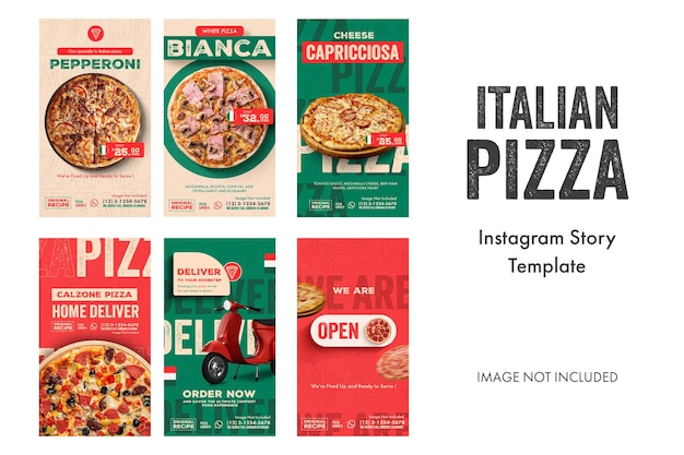 PSD psd italian pizza lavizta collection design for social media and instagram story template