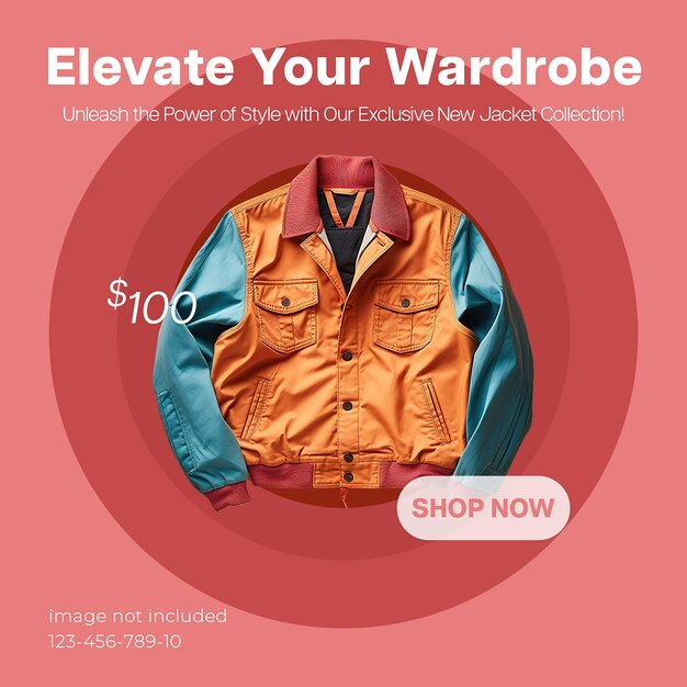 Psd jacket elevate your wardrobe instagram post template