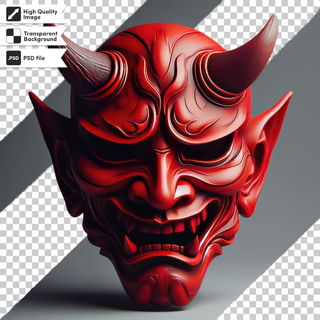 Psd japanese mythology oni devil samurai mask on transparent background