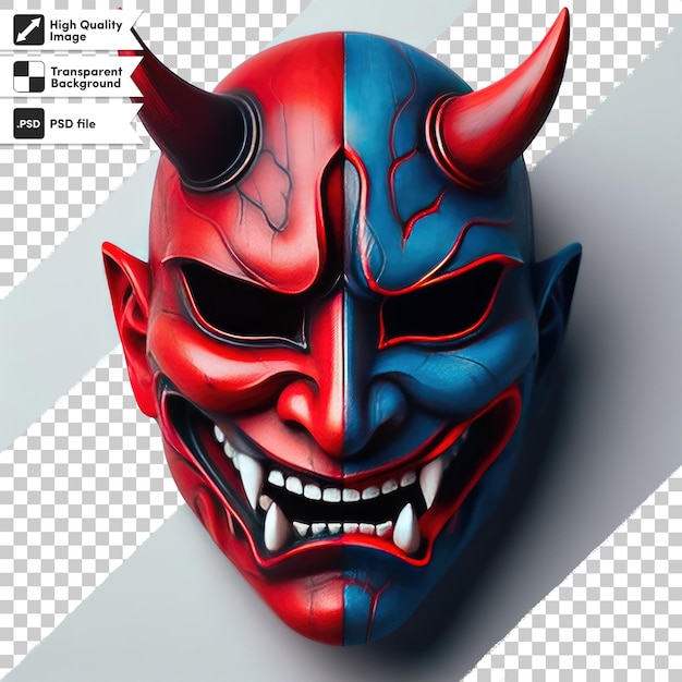 Psd japanese mythology oni devil samurai mask on transparent background