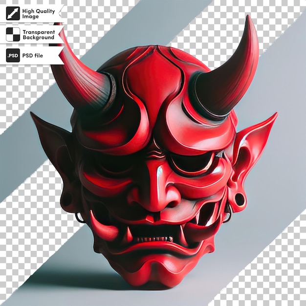 PSD psd japanese mythology oni devil samurai mask on transparent background