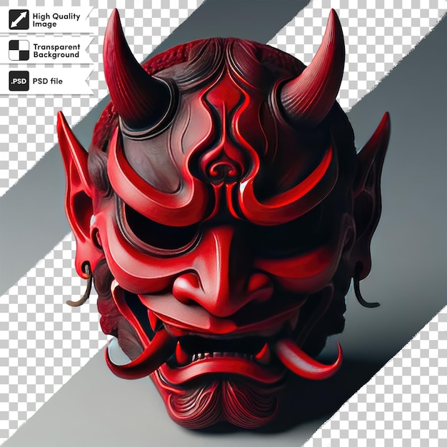 Psd japanese mythology oni devil samurai mask on transparent background