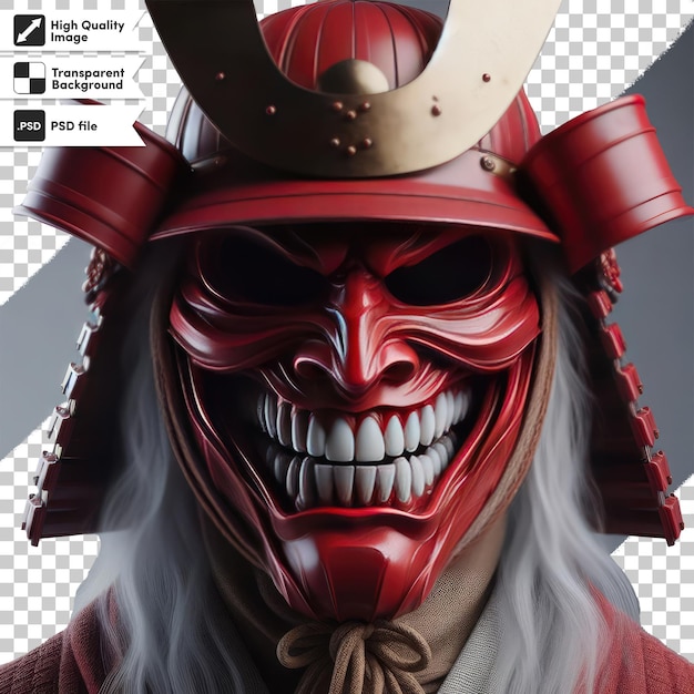 PSD psd japanese mythology oni devil samurai mask on transparent background