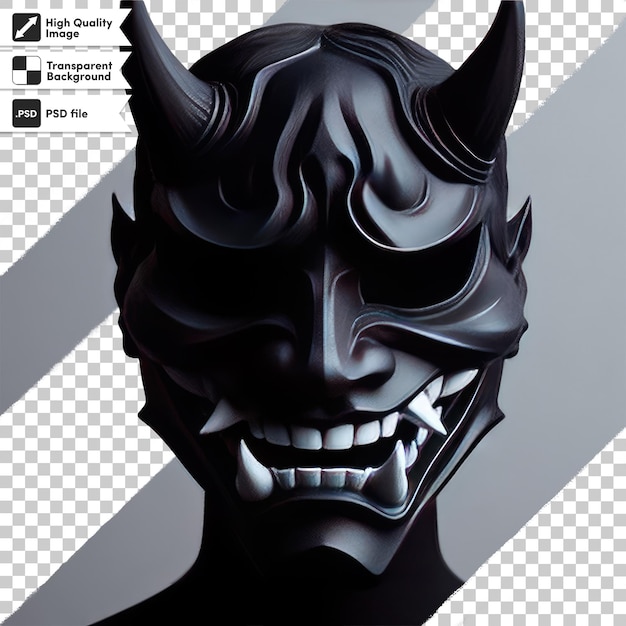 PSD psd japanese mythology oni devil samurai mask on transparent background