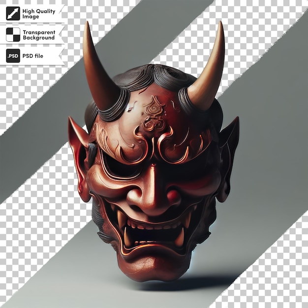 PSD psd japanese mythology oni devil samurai mask on transparent background