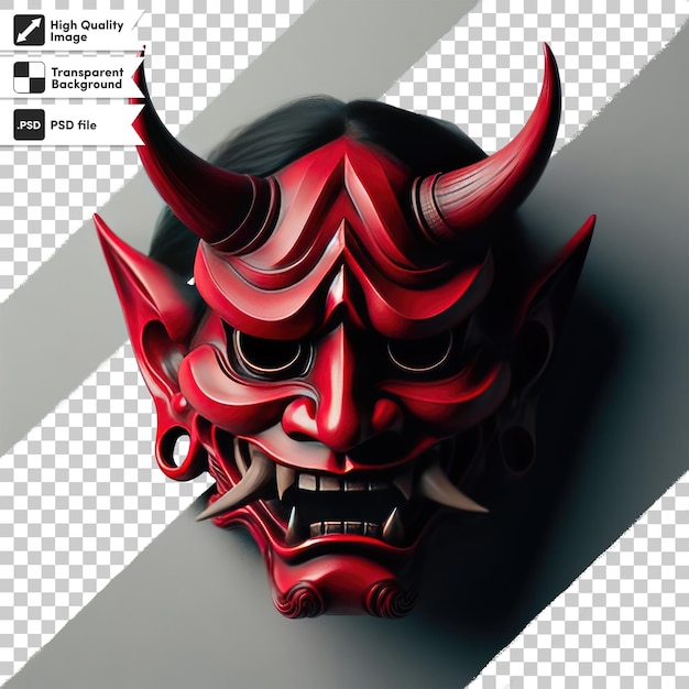 PSD psd japanese mythology oni devil samurai mask on transparent background