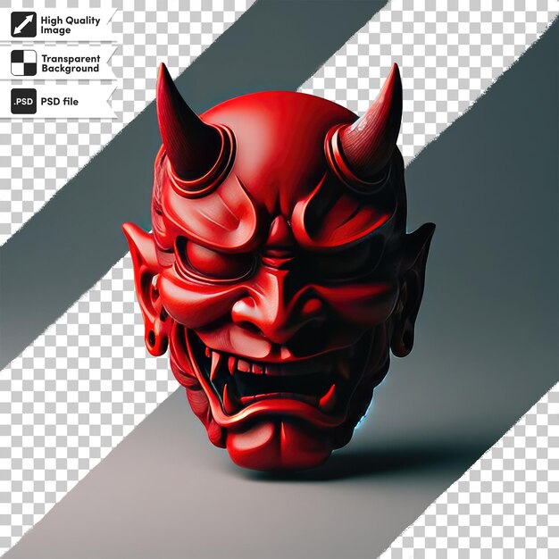 PSD psd japanese mythology oni devil samurai mask on transparent background