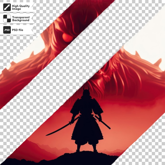 PSD psd japanese samurai vs red devil on transparent background with editable mask layer