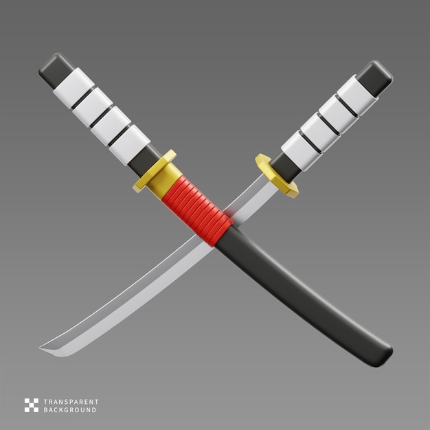 PSD Japanse katana 3D illustratie