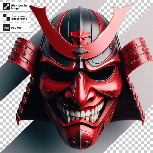 PSD psd japanse mythologie oni duivel samurai masker op transparante achtergrond