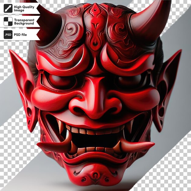 PSD psd japanse mythologie oni duivel samurai masker op transparante achtergrond